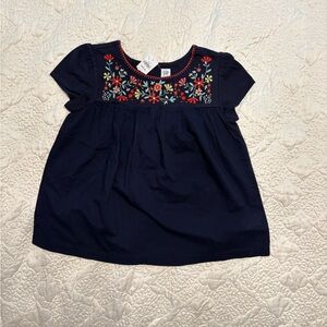 GAP Blue Embroidered Blouse with Floral Design
